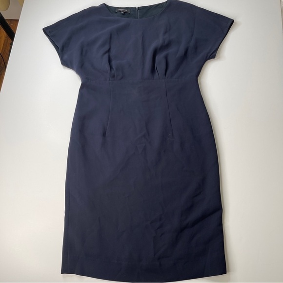 Lafayette 148 New York Navy Sheath Dress Size 10 - Picture 3 of 10